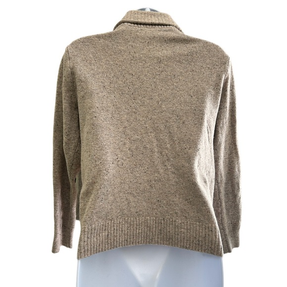 J. Crew Women’s Cozy Tan Merino Wool Sweater with Button Collar - Picture 4 of 6
